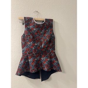 BCBG MAXAZRIA‎ TOP BLOUSE SHIRT S ACLYN BLUE RED FLORAL